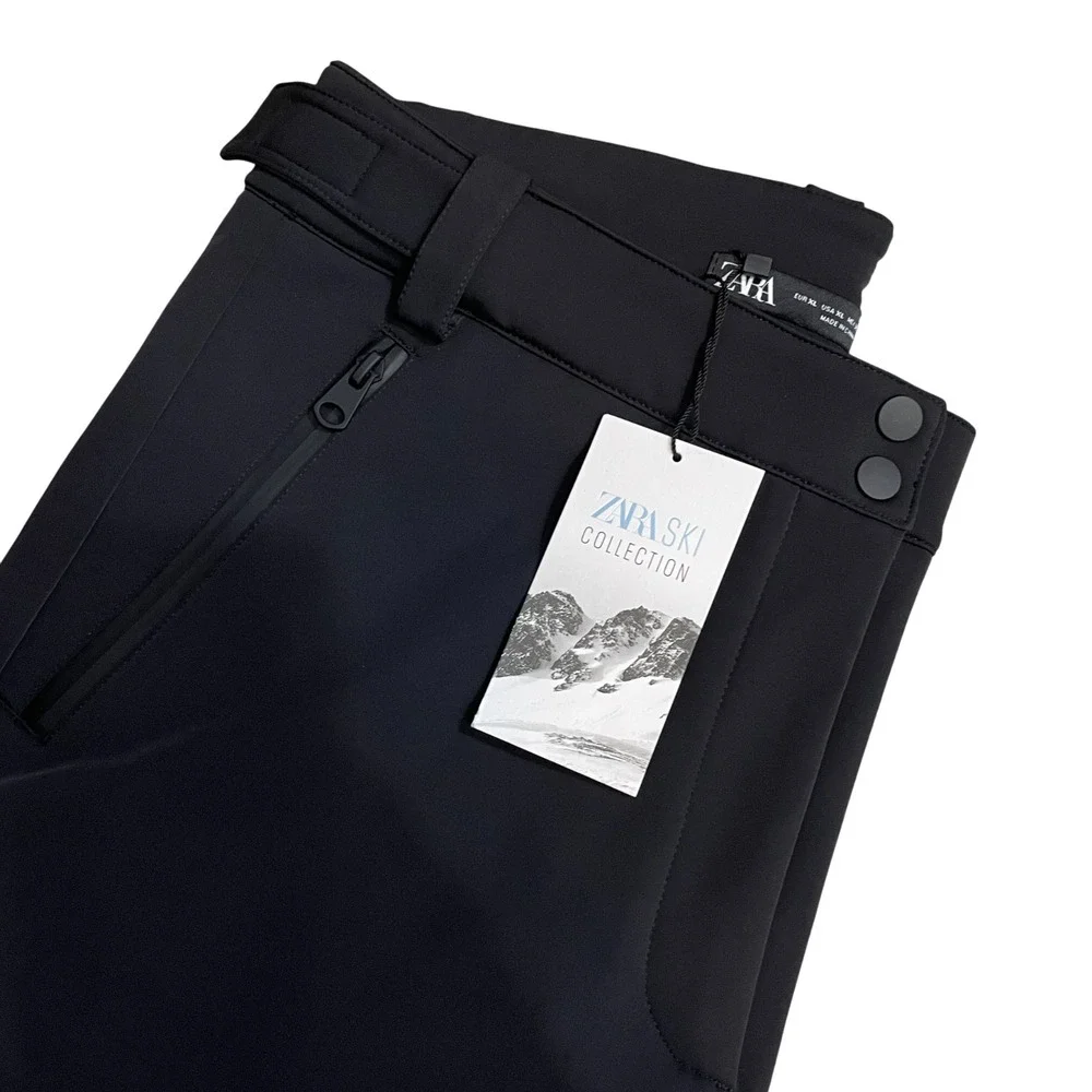 Zara Black X-Large New w/Tags‎ Ski Pants Slim Polyamide Blend Zip Leg